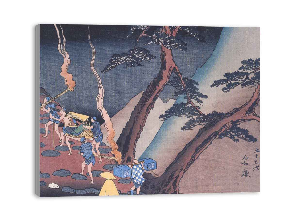 Travellers on a Mountain path at night