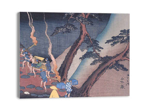 Travellers on a Mountain path at night