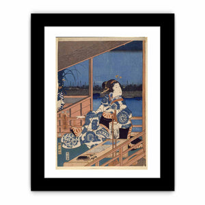 Moonlight View of Tsukuda with Lady on a Balcony
