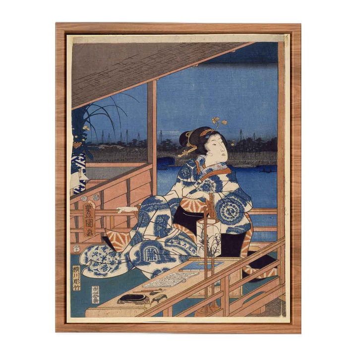 Moonlight View of Tsukuda with Lady on a Balcony