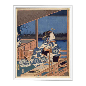 Moonlight View of Tsukuda with Lady on a Balcony