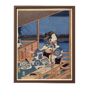 Moonlight View of Tsukuda with Lady on a Balcony