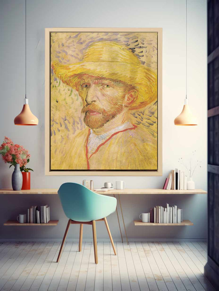 Self Portrait With A Straw Hat By Van Gogh