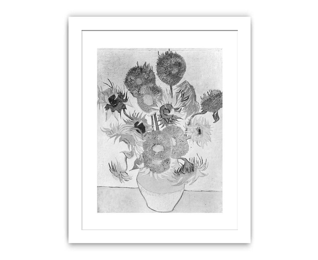 Sunflower Black & White by Van Gogh Famous painting
