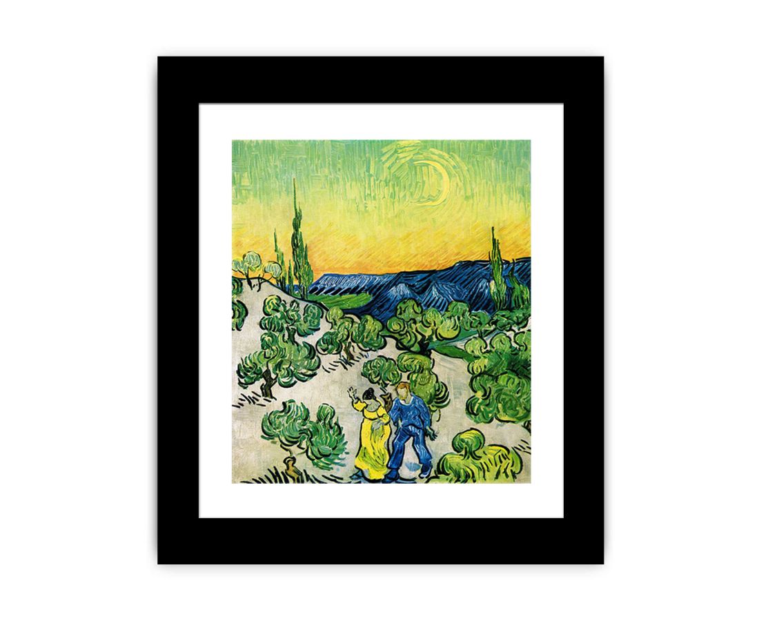 Couple In Olive tree with Crescent Moon Glish Painting By Vincent Van Gogh Canvas Print