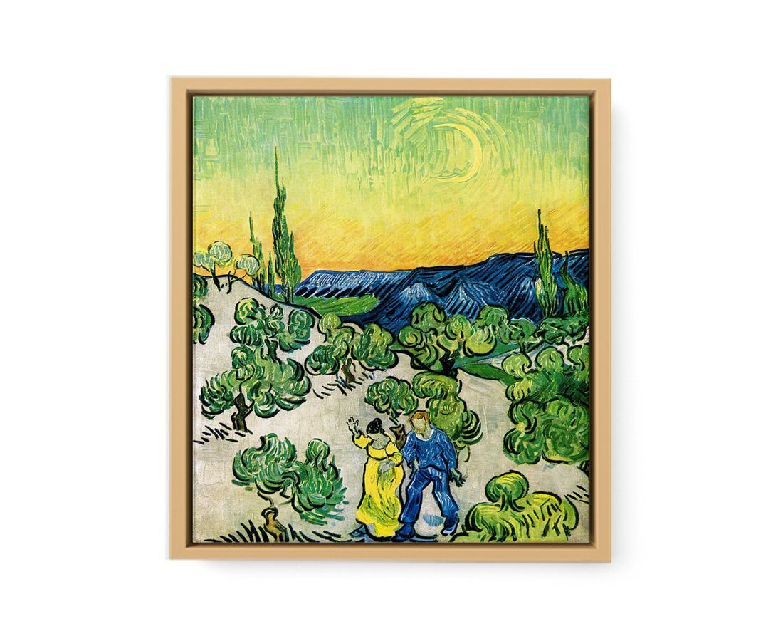Couple In Olive tree with Crescent Moon Glish Painting By Vincent Van Gogh Artwork