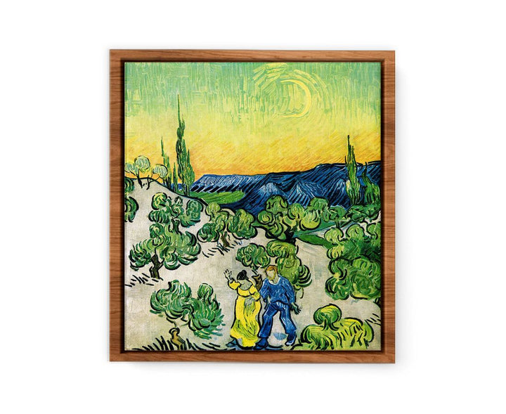 Couple In Olive tree with Crescent Moon Glish Painting