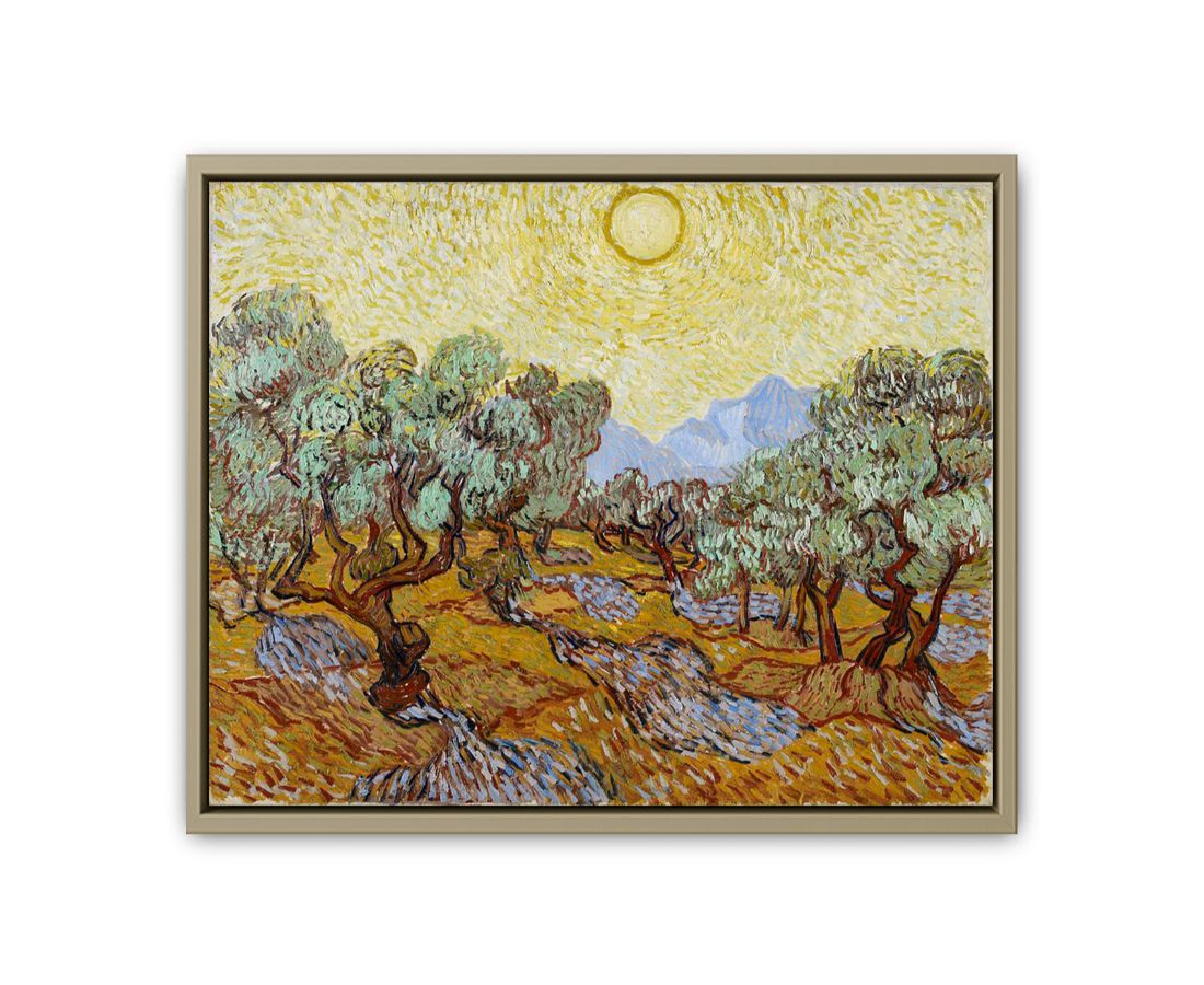 Olive Trees / Olive Trees with yellow sky and sun By Vincent Van Gogh Oil Painting
