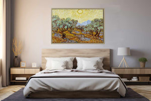 Olive Trees / Olive Trees with yellow sky and sun By Vincent Van Gogh