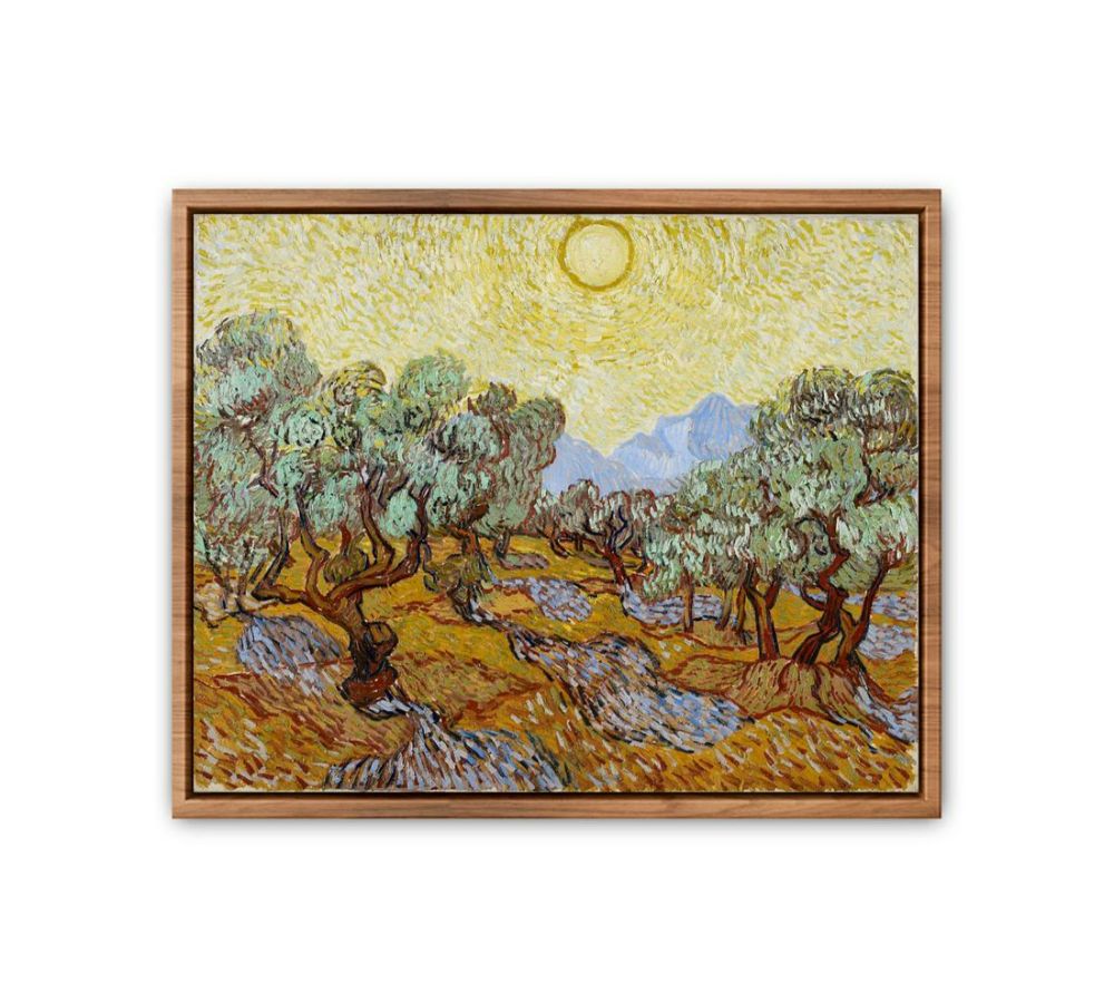 Olive Trees / Olive Trees with yellow sky and sun By Vincent Van Gogh Streched canvas