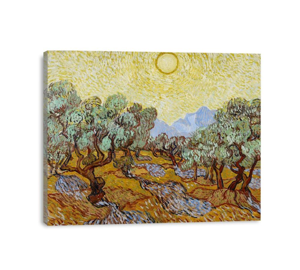 Olive Trees / Olive Trees with yellow sky and sun By Vincent Van Gogh