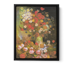 Vase with cornflowers and poppies, peonies and chrysanthemums By Vincent Van Gogh