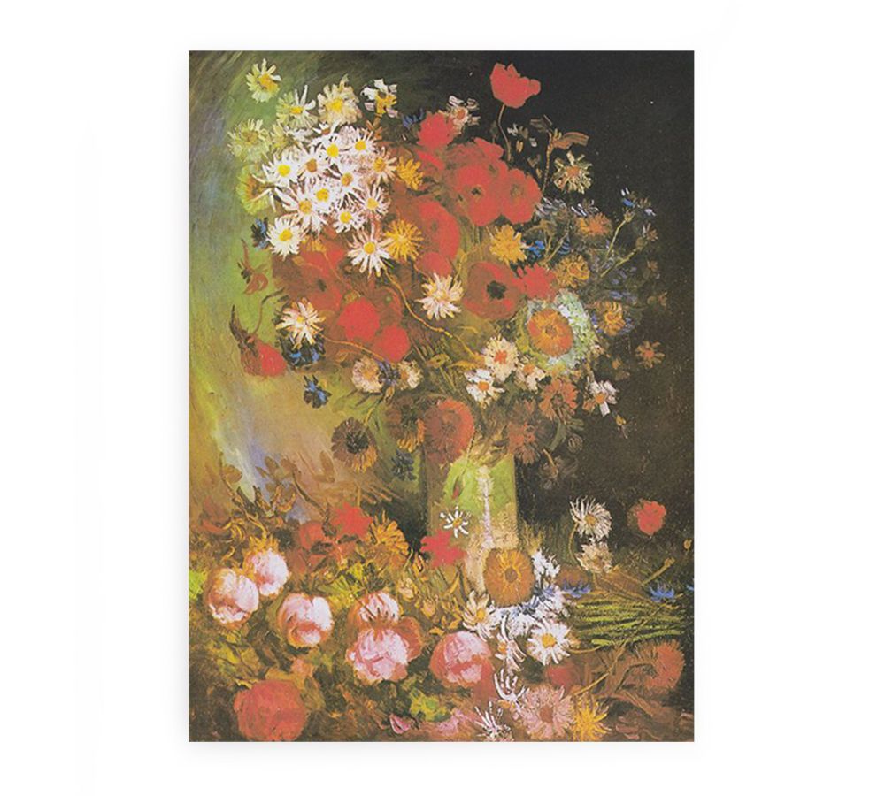 Vase with cornflowers and poppies, peonies and chrysanthemums By Vincent Van Gogh