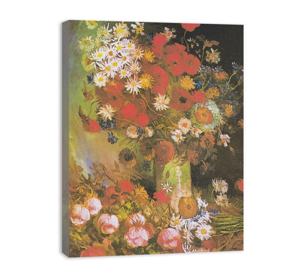 Vase with cornflowers and poppies, peonies and chrysanthemums By Vincent Van Gogh