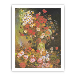 Vase with cornflowers and poppies, peonies and chrysanthemums By Vincent Van Gogh