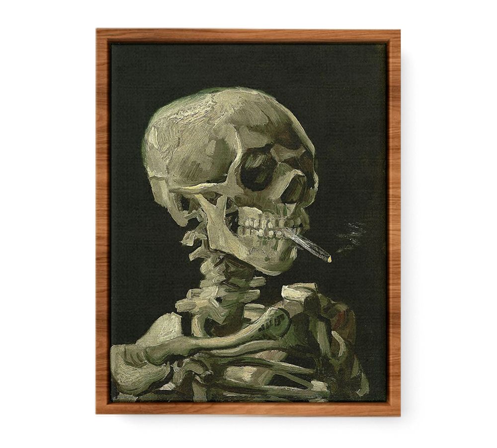 Skull With Burning Cigarette By Vincent Van Gogh Streched canvas