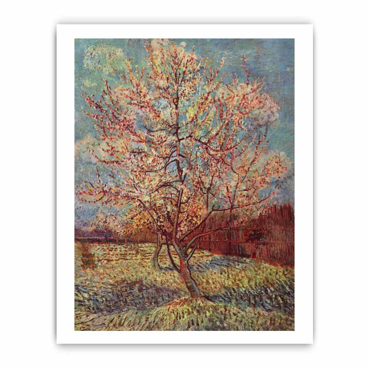 Peach Tree in Blossom / Flowering Peach Tree By Vincent Van Gogh