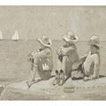 Three Boys on a beached Dory