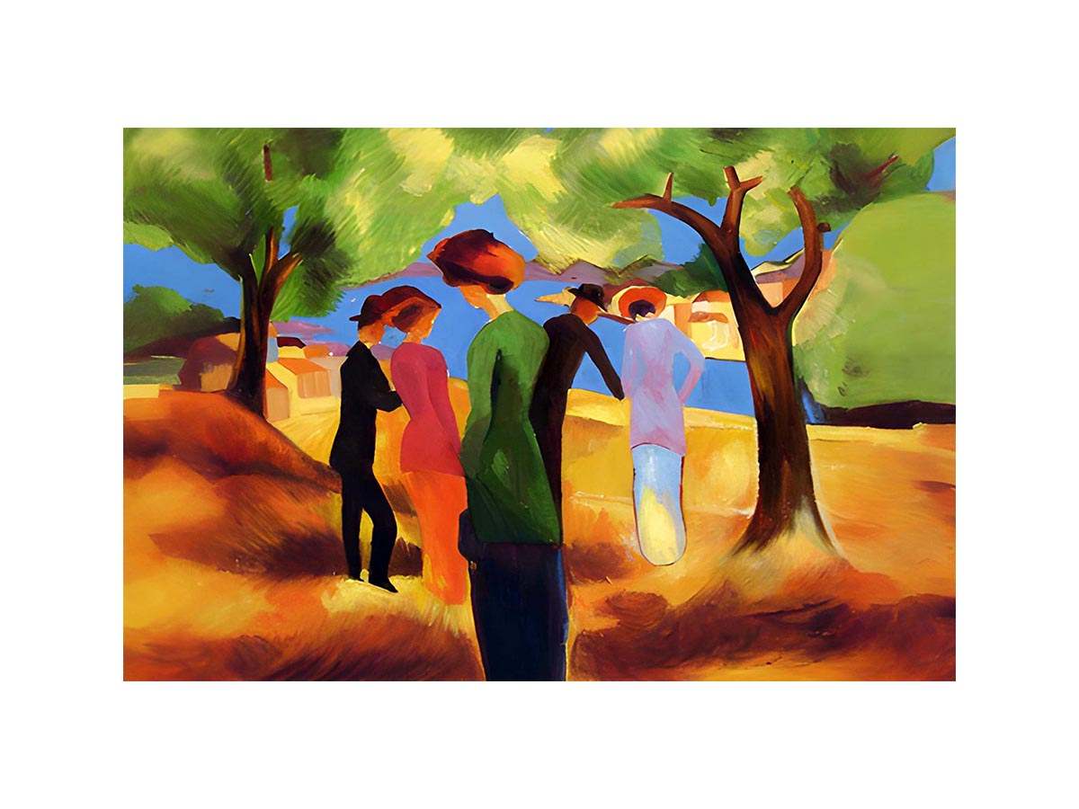 Women in green jacket  by August Macke
