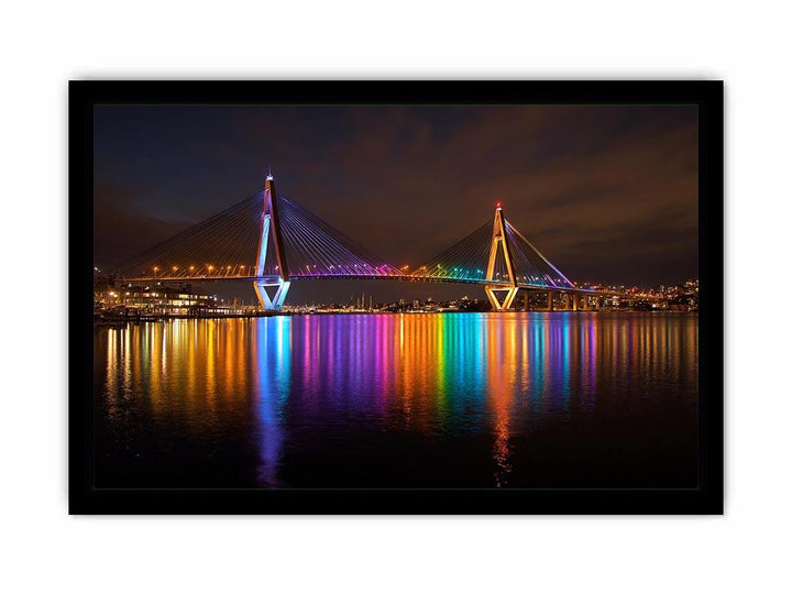 Anzac bridge Syney  illuminated at Night