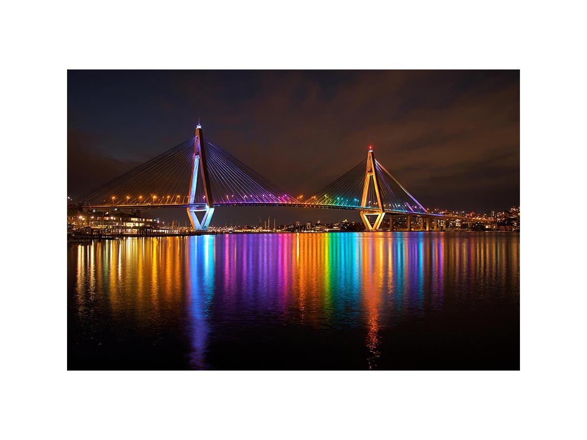 Anzac bridge Syney  illuminated at Night