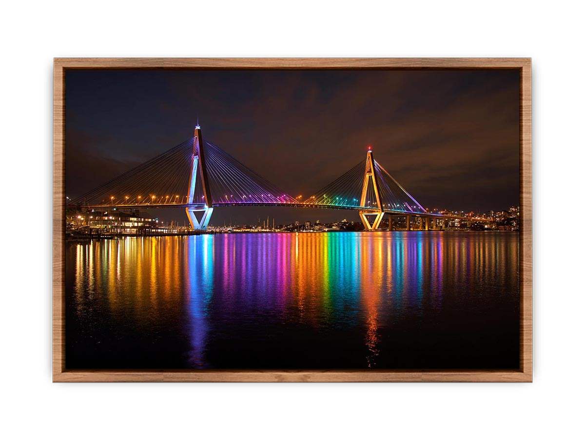 Anzac bridge Syney  illuminated at Night