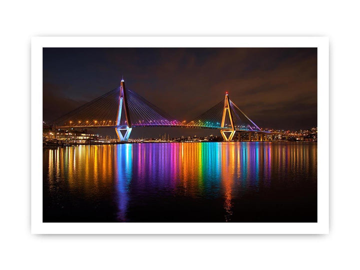 Anzac bridge Syney  illuminated at Night