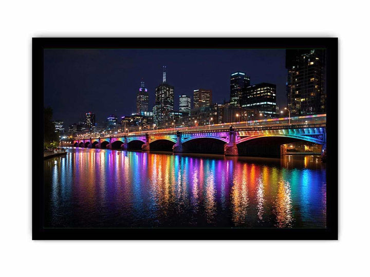 Melbourne Bridge  Illuminated at Night