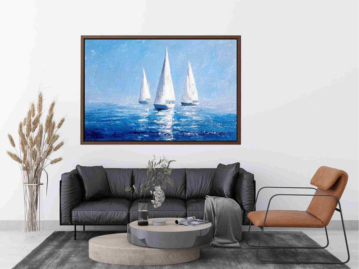 Sailboats in Blue water