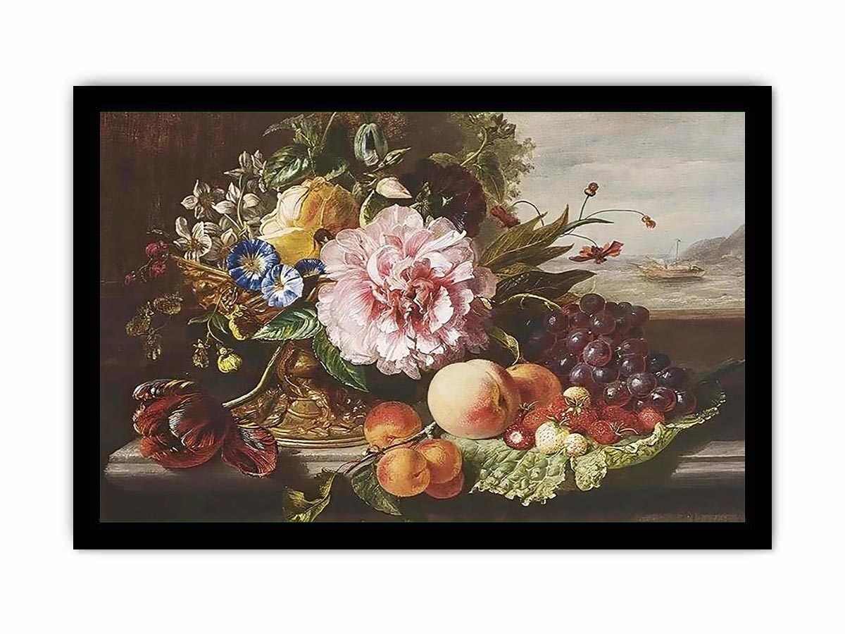 A Still Life With Flowers And Fruit