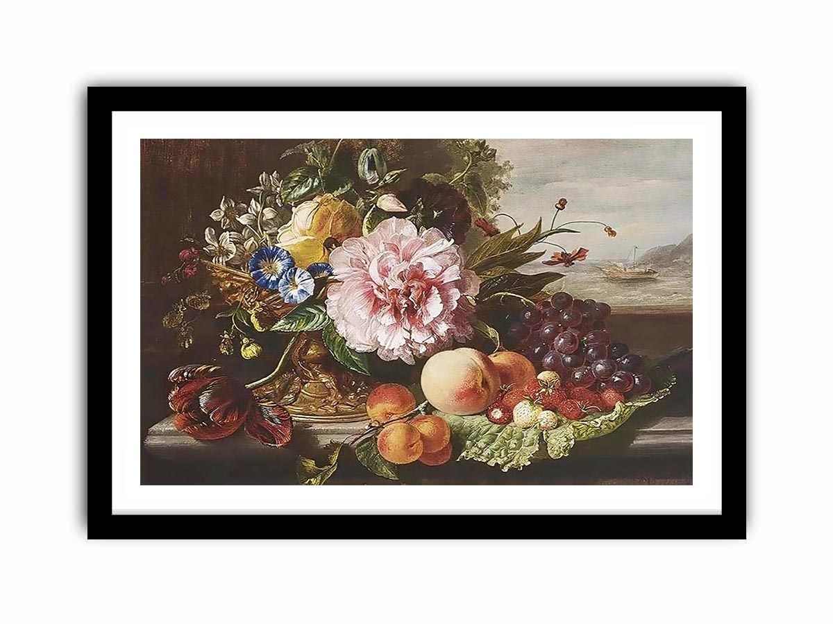 A Still Life With Flowers And Fruit