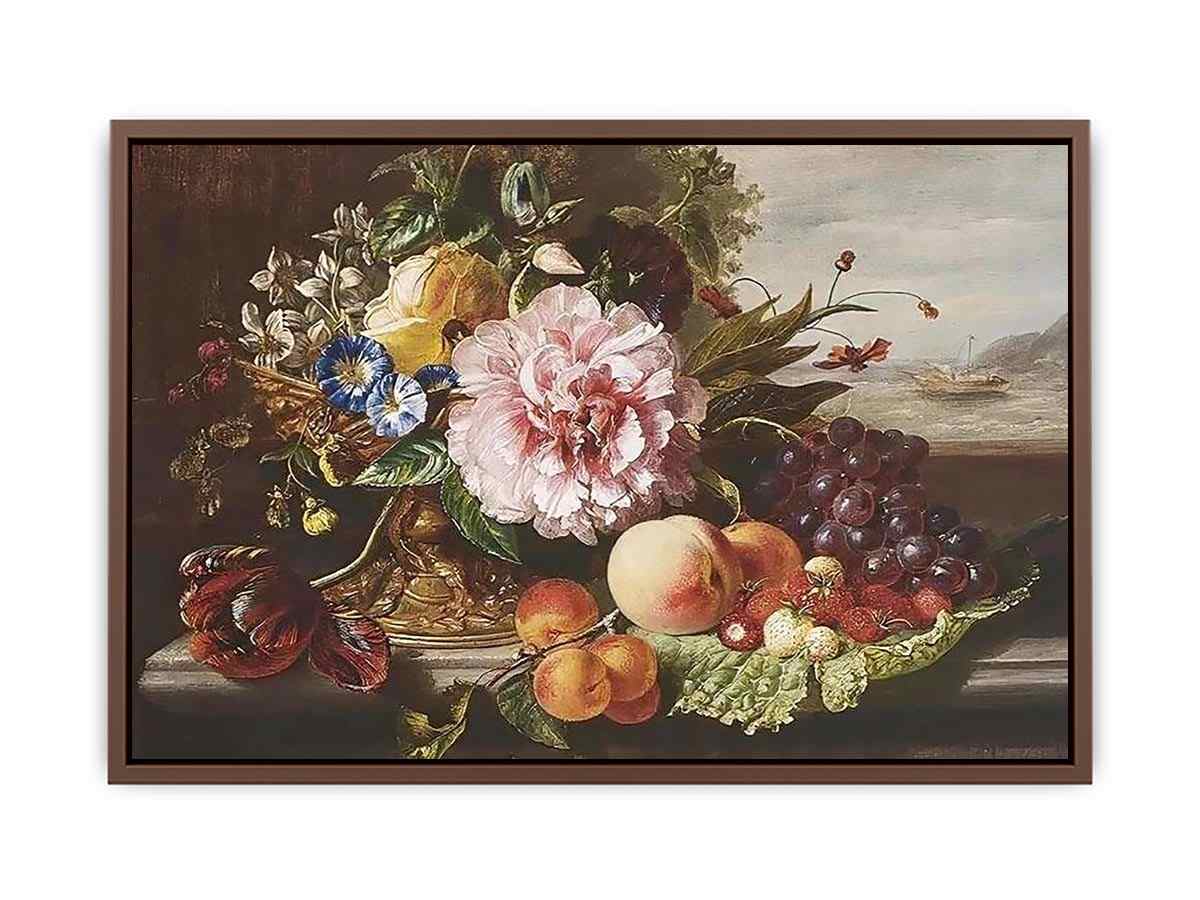 A Still Life With Flowers And Fruit