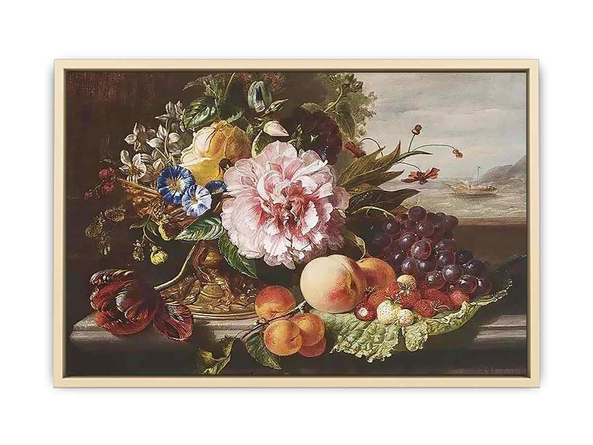 A Still Life With Flowers And Fruit