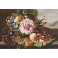 A Still Life With Flowers And Fruit