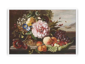 A Still Life With Flowers And Fruit