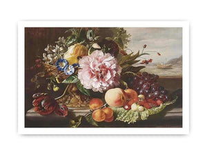A Still Life With Flowers And Fruit