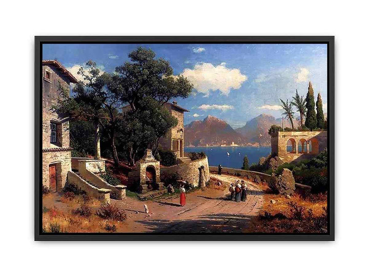 An Italian Village By A Lake