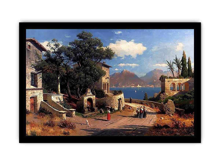 An Italian Village By A Lake