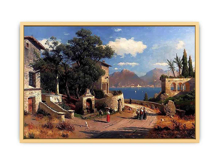 An Italian Village By A Lake