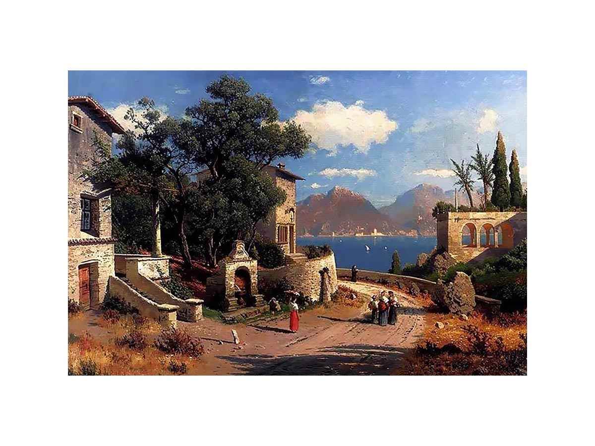 An Italian Village By A Lake