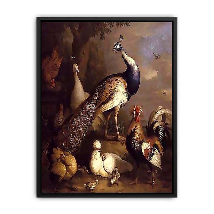 Peacock, Peahen and Poultry in a Landscape