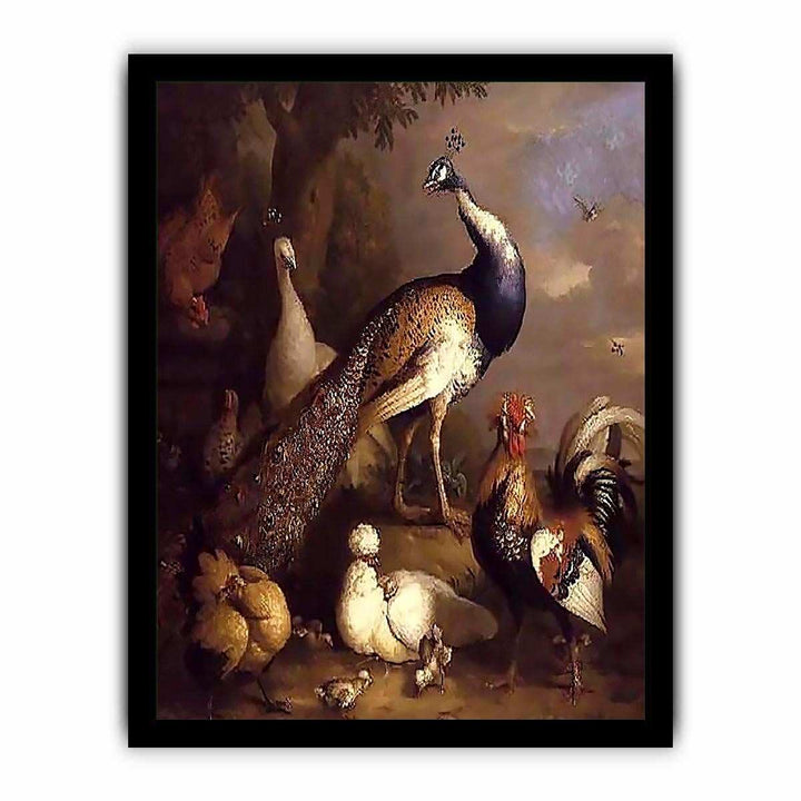 Peacock, Peahen and Poultry in a Landscape