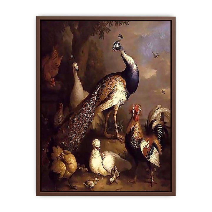Peacock, Peahen and Poultry in a Landscape
