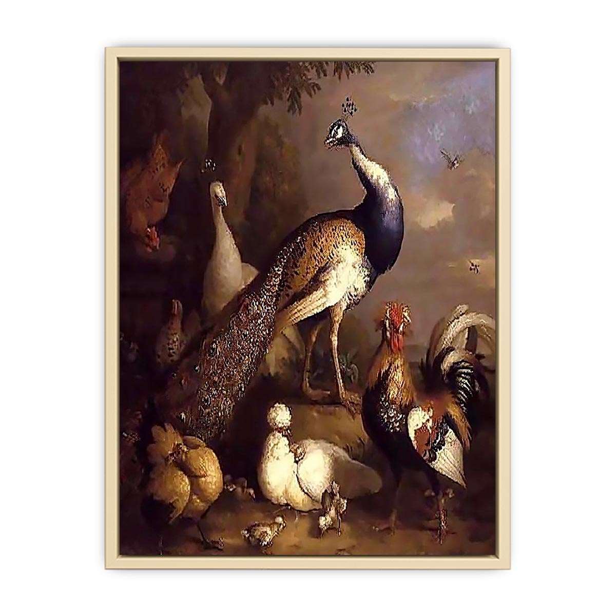 Peacock, Peahen and Poultry in a Landscape
