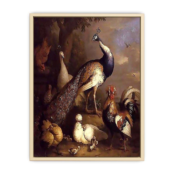 Peacock, Peahen and Poultry in a Landscape