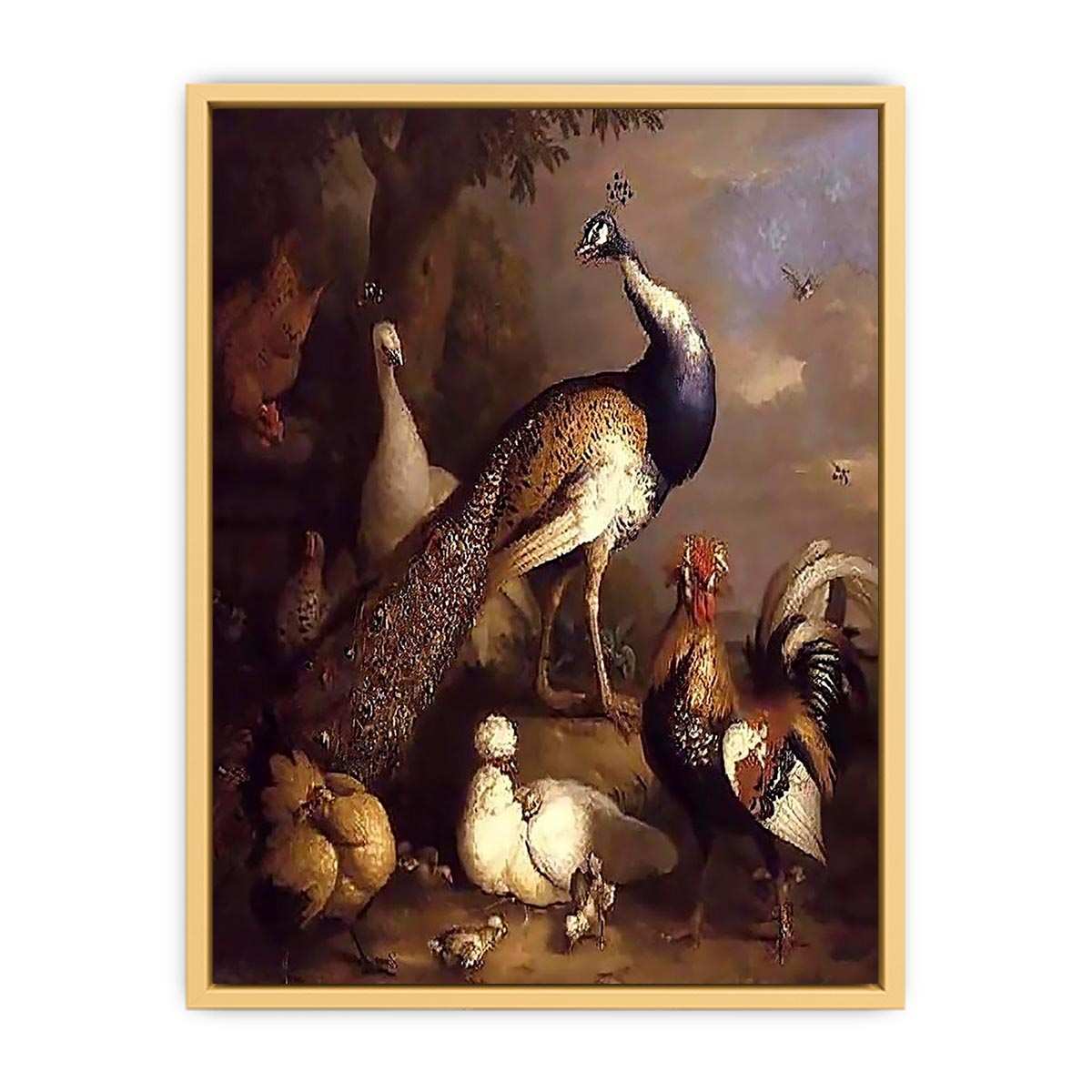 Peacock, Peahen and Poultry in a Landscape