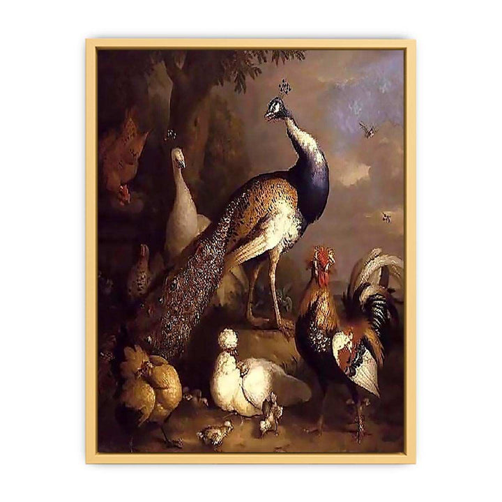 Peacock, Peahen and Poultry in a Landscape