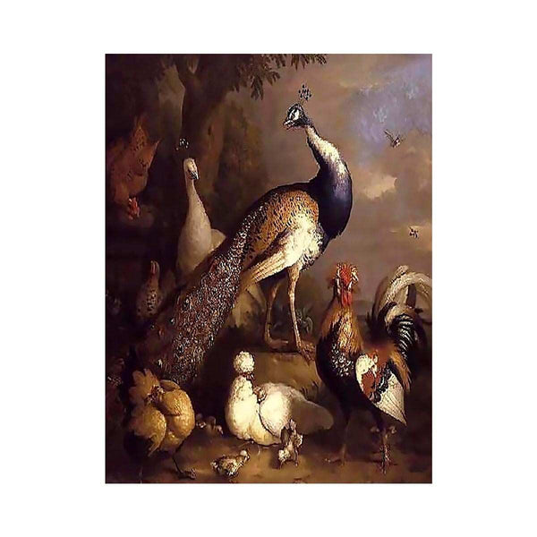 Peacock, Peahen and Poultry in a Landscape