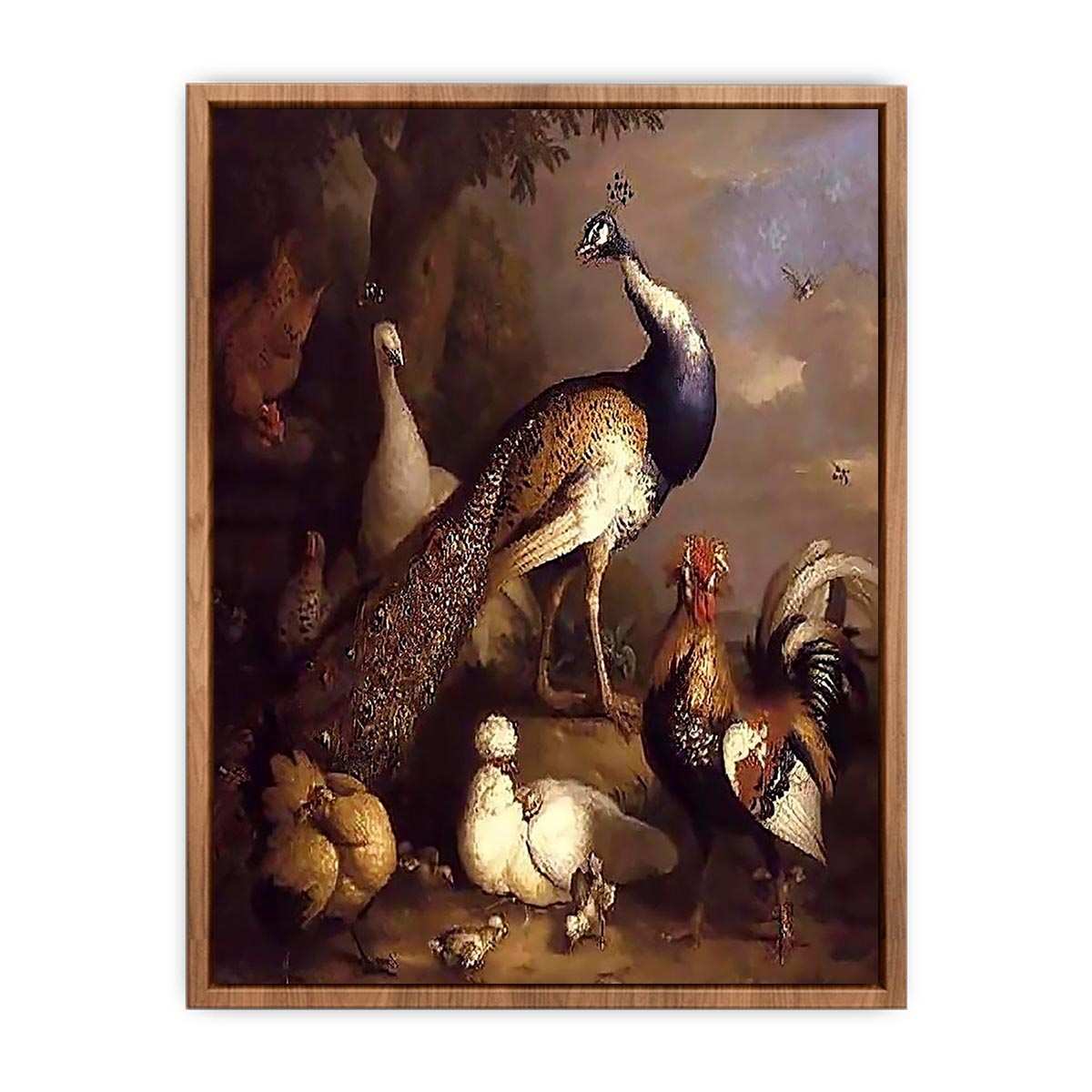Peacock, Peahen and Poultry in a Landscape