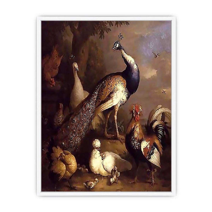 Peacock, Peahen and Poultry in a Landscape